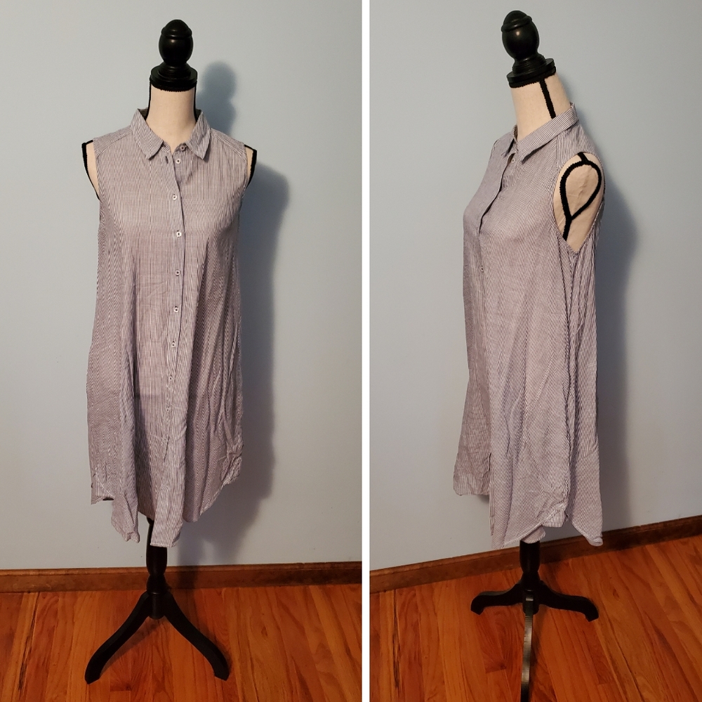 Zara Basic Z1975 Striped High-Low Shirt Dress – Size Small – Casual Lightweight